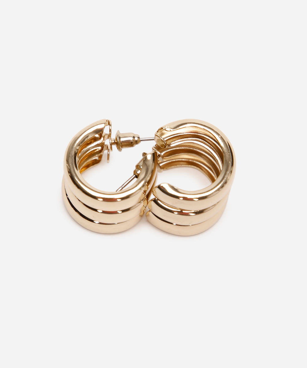 brinco argola canelado dourado