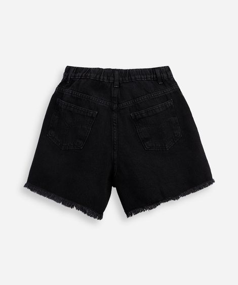 short mom juvenil jeans destroyed preto
