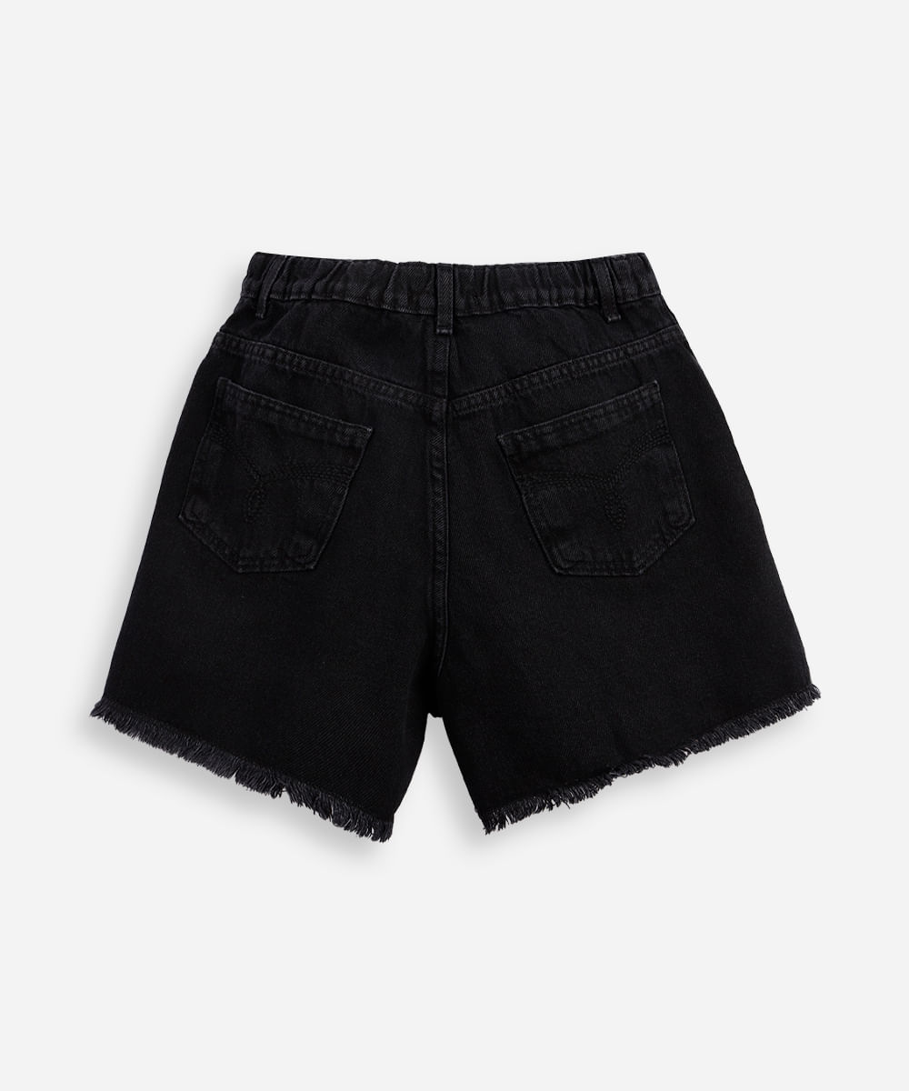 short mom juvenil jeans destroyed preto