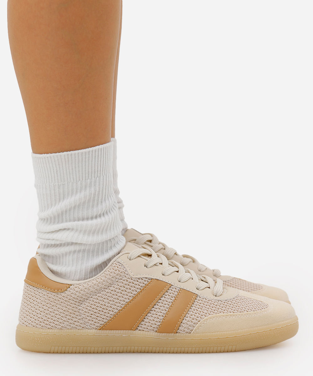 tênis casual com recortes texturizado ace bege