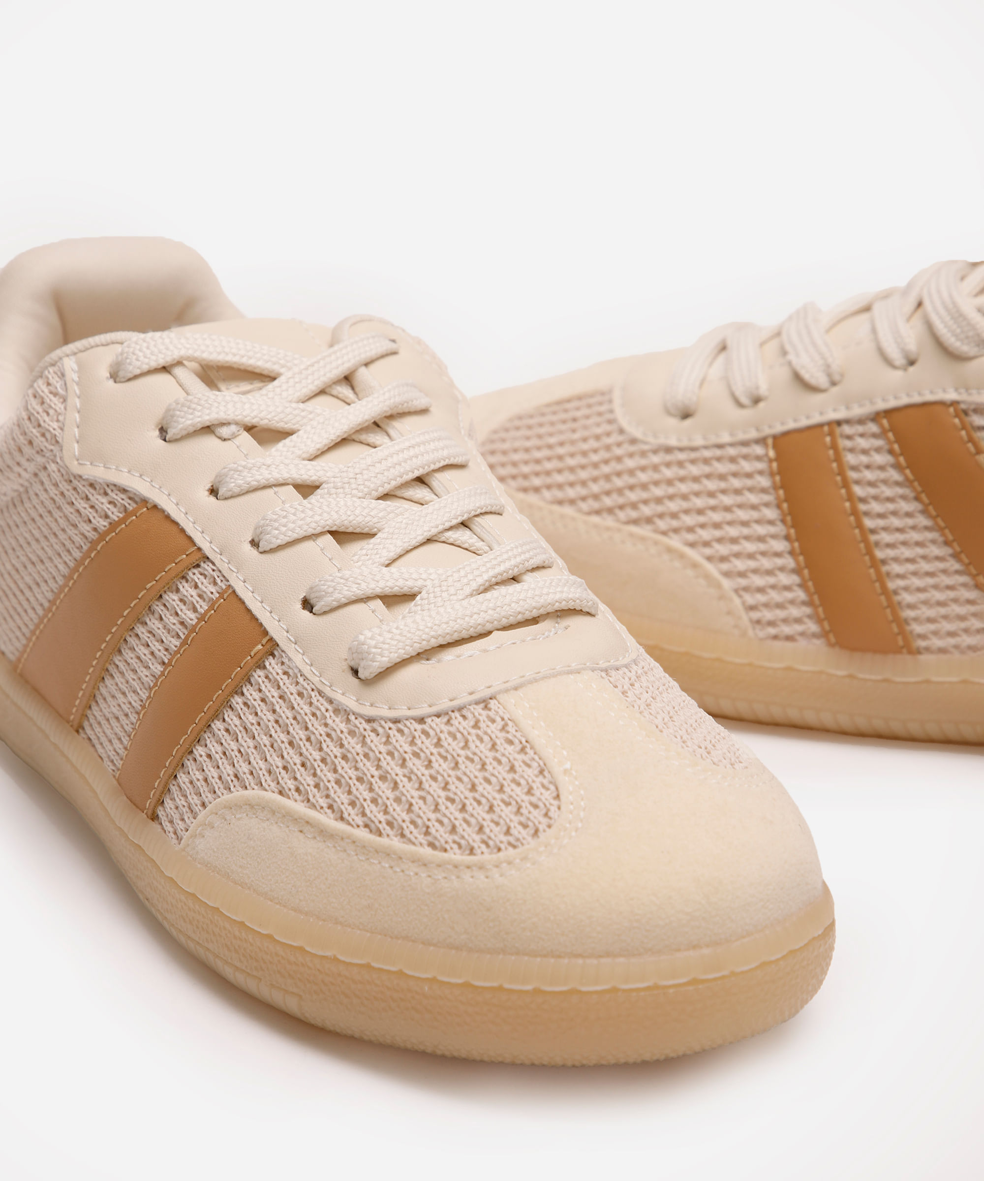 tênis casual com recortes texturizado ace bege