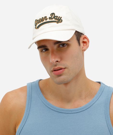boné masculino aba curva com bordado aplicado green day off white