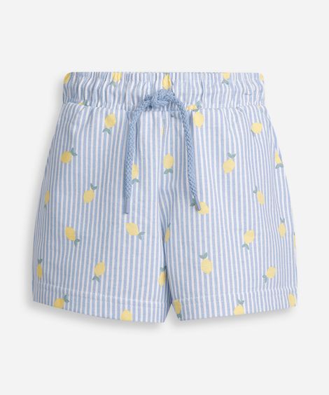 shorts infantil moletom com bolso estampa limões colorido