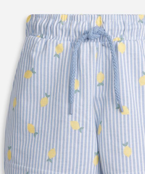 shorts infantil moletom com bolso estampa limões colorido