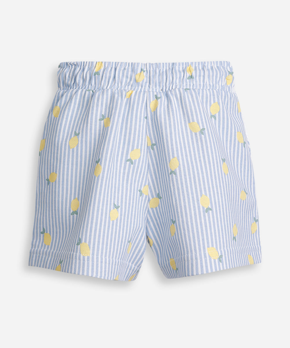 shorts infantil moletom com bolso estampa limões colorido