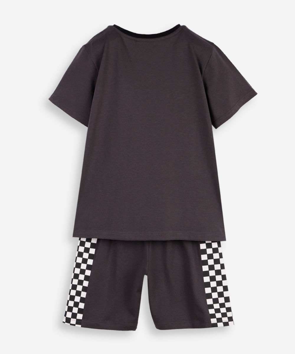 pijama curto infantil fantasia hot wheels cinza