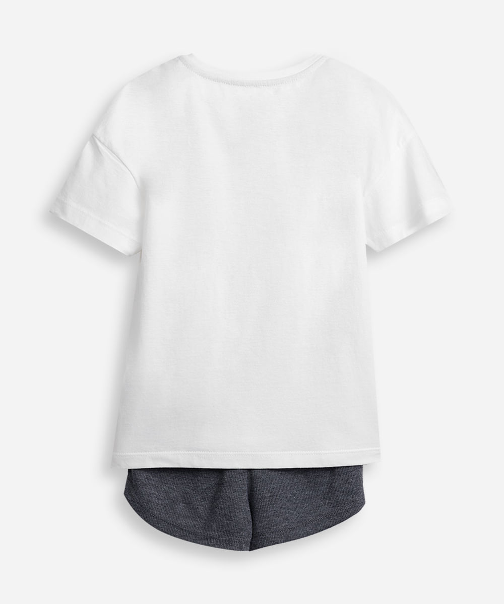pijama curto infantil wandinha off white