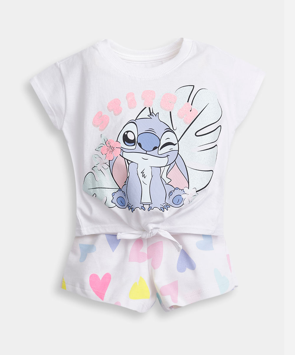 conjunto infantil curto stitch moletinho colorido
