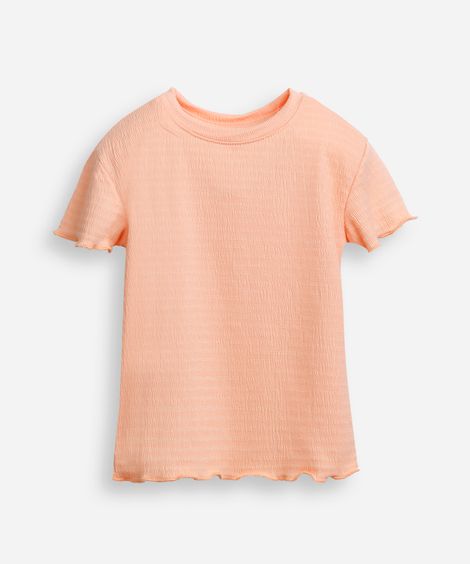 blusa infantil texturizada com frufru laranja