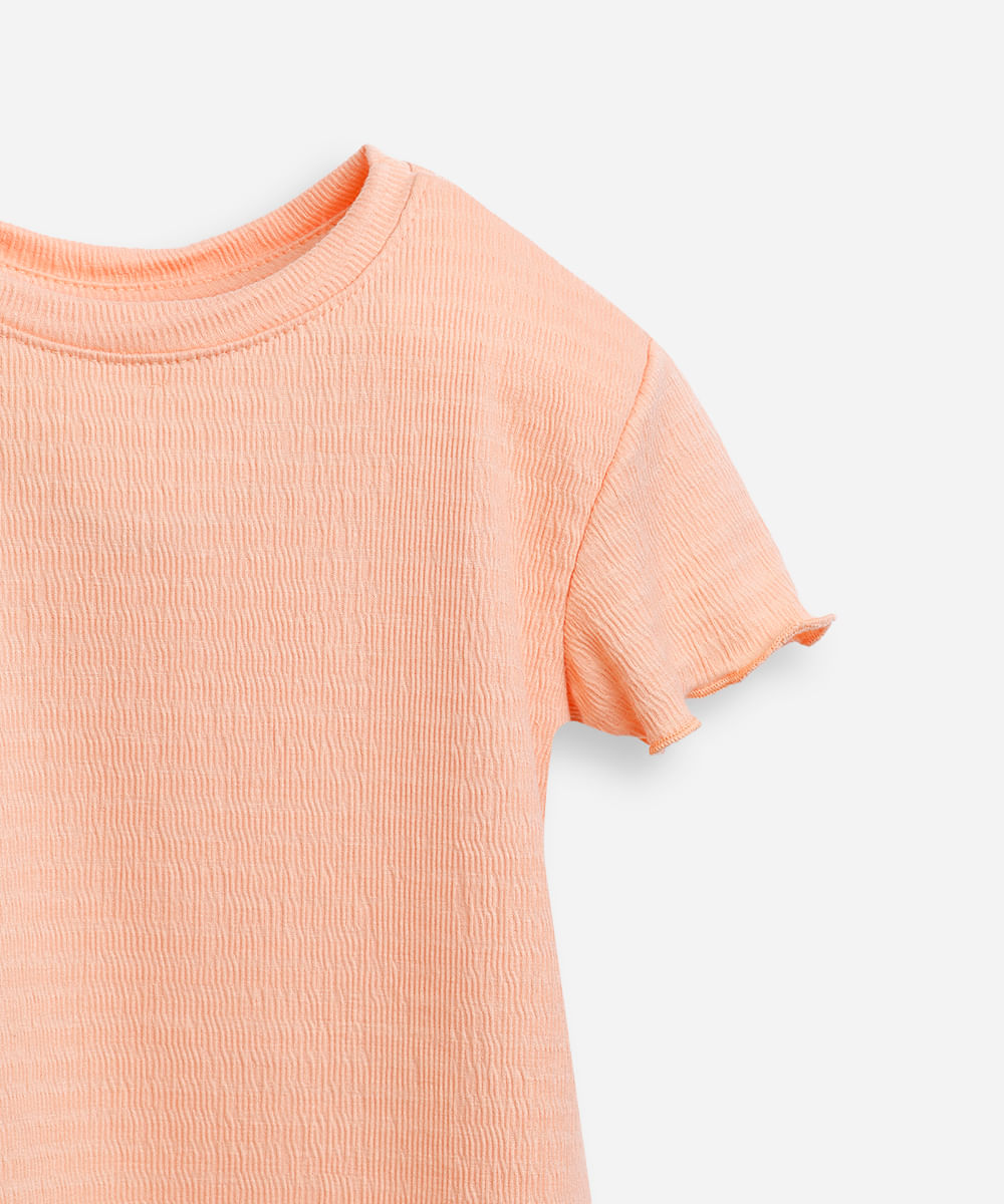 blusa infantil texturizada com frufru laranja
