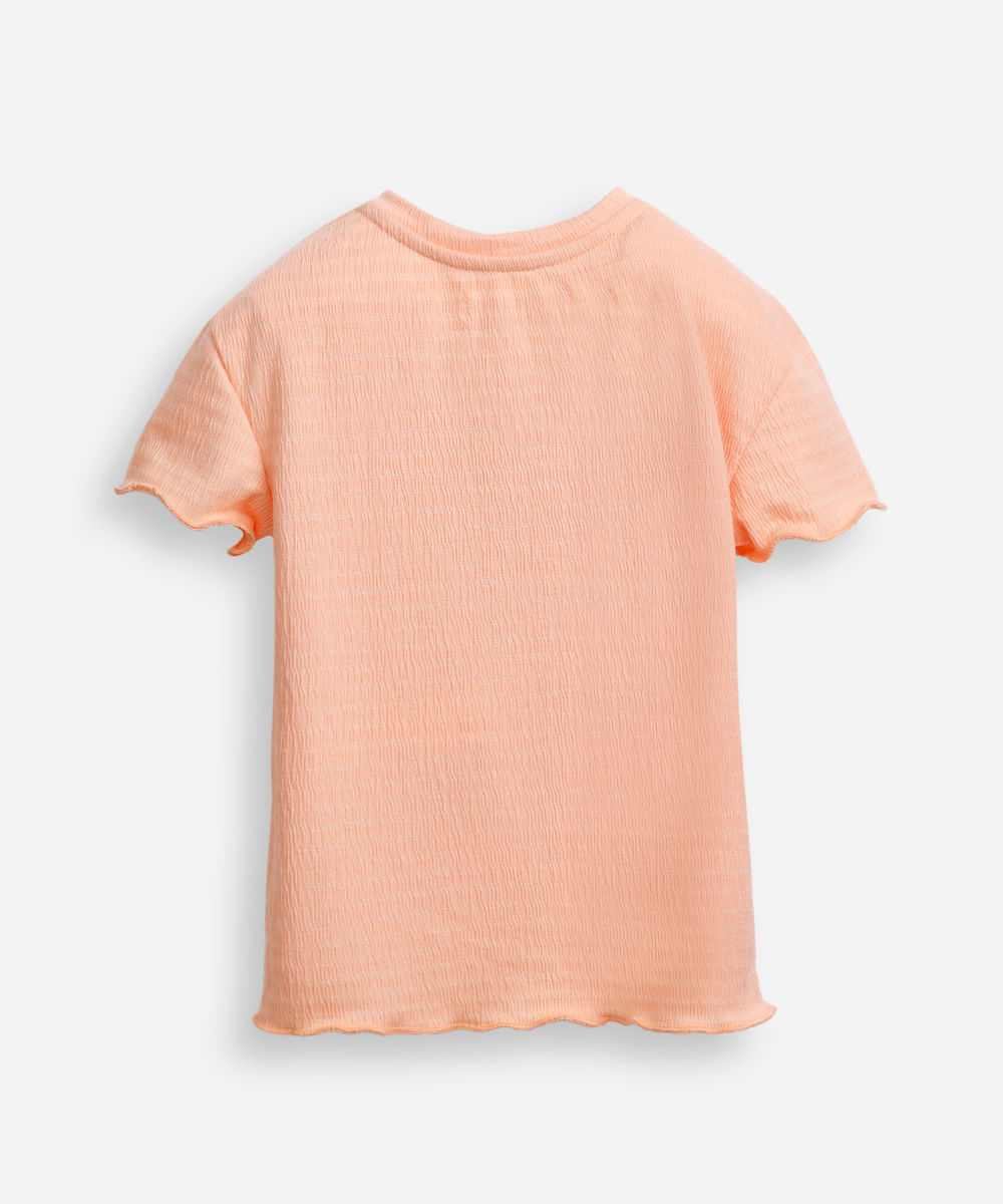 blusa infantil texturizada com frufru laranja