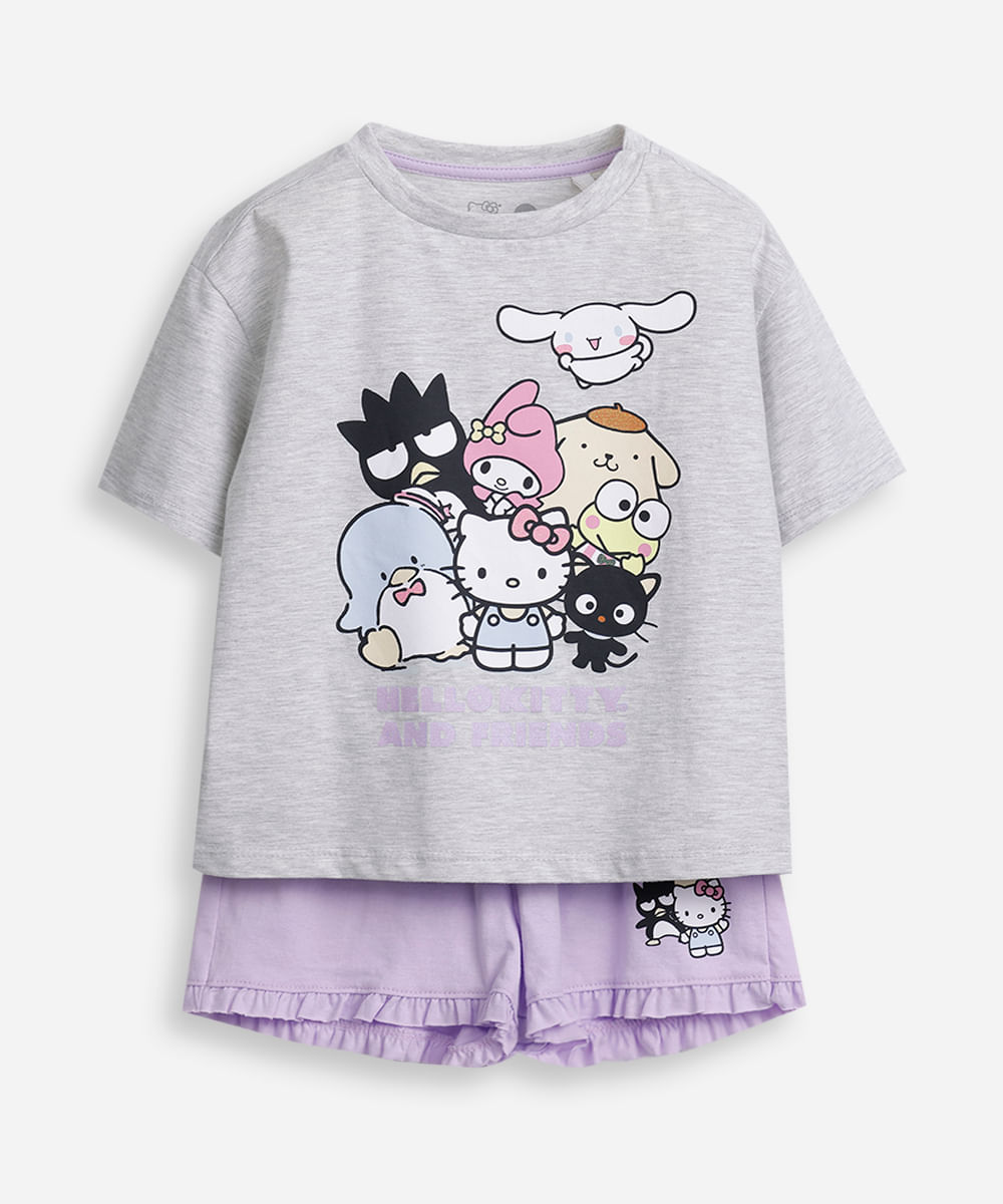 pijama infantil curto hello e amigos colorido