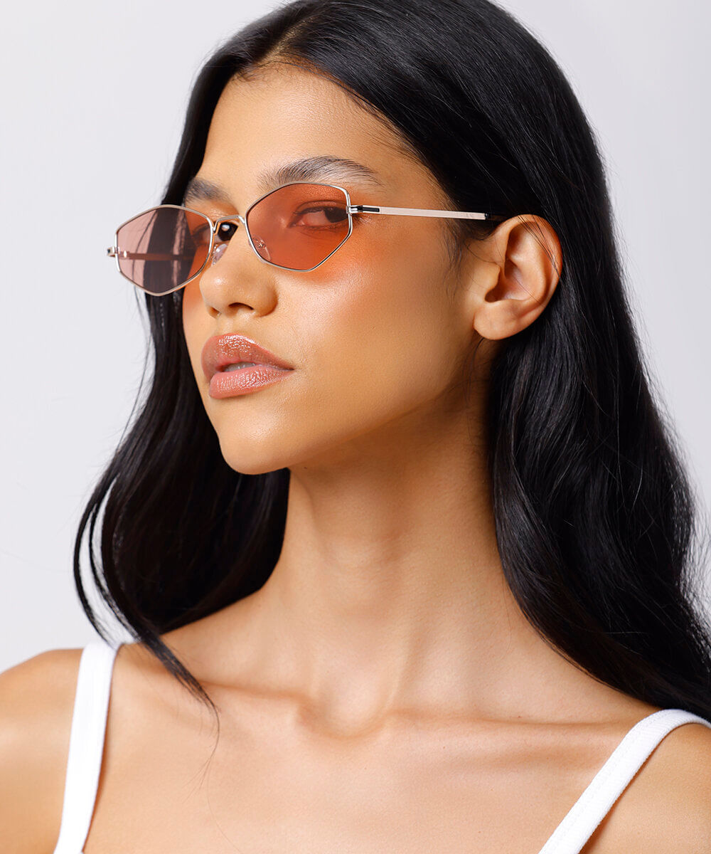 óculos de sol oval mindset dourado