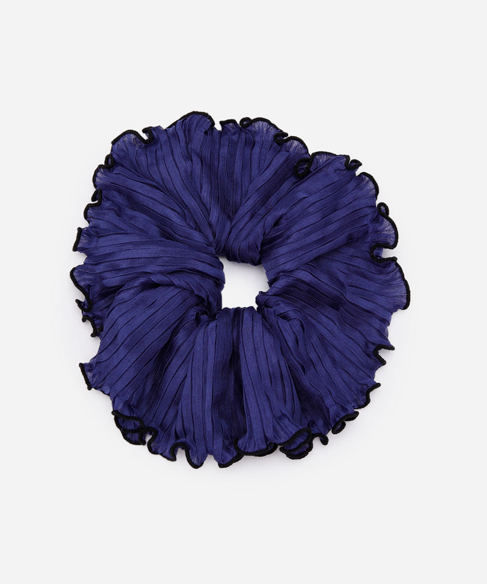 elástico de cabelo scrunchie plissado mindset azul
