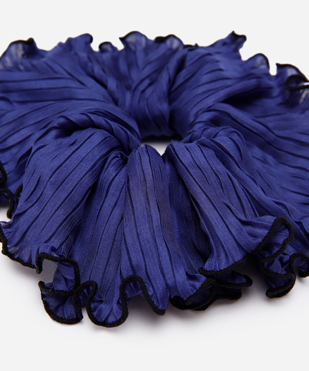elástico de cabelo scrunchie plissado mindset azul