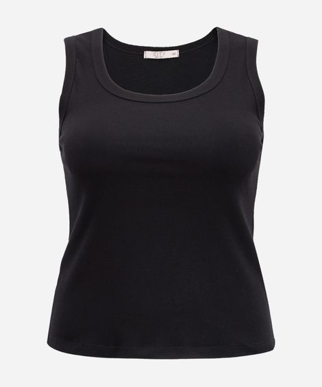 regata canela plus size decote redondo preta