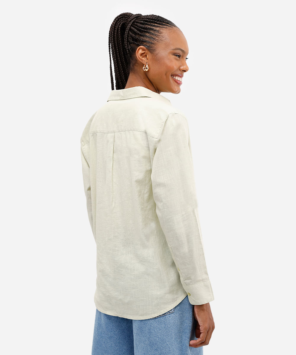 camisa feminina de algodão manga longa verde