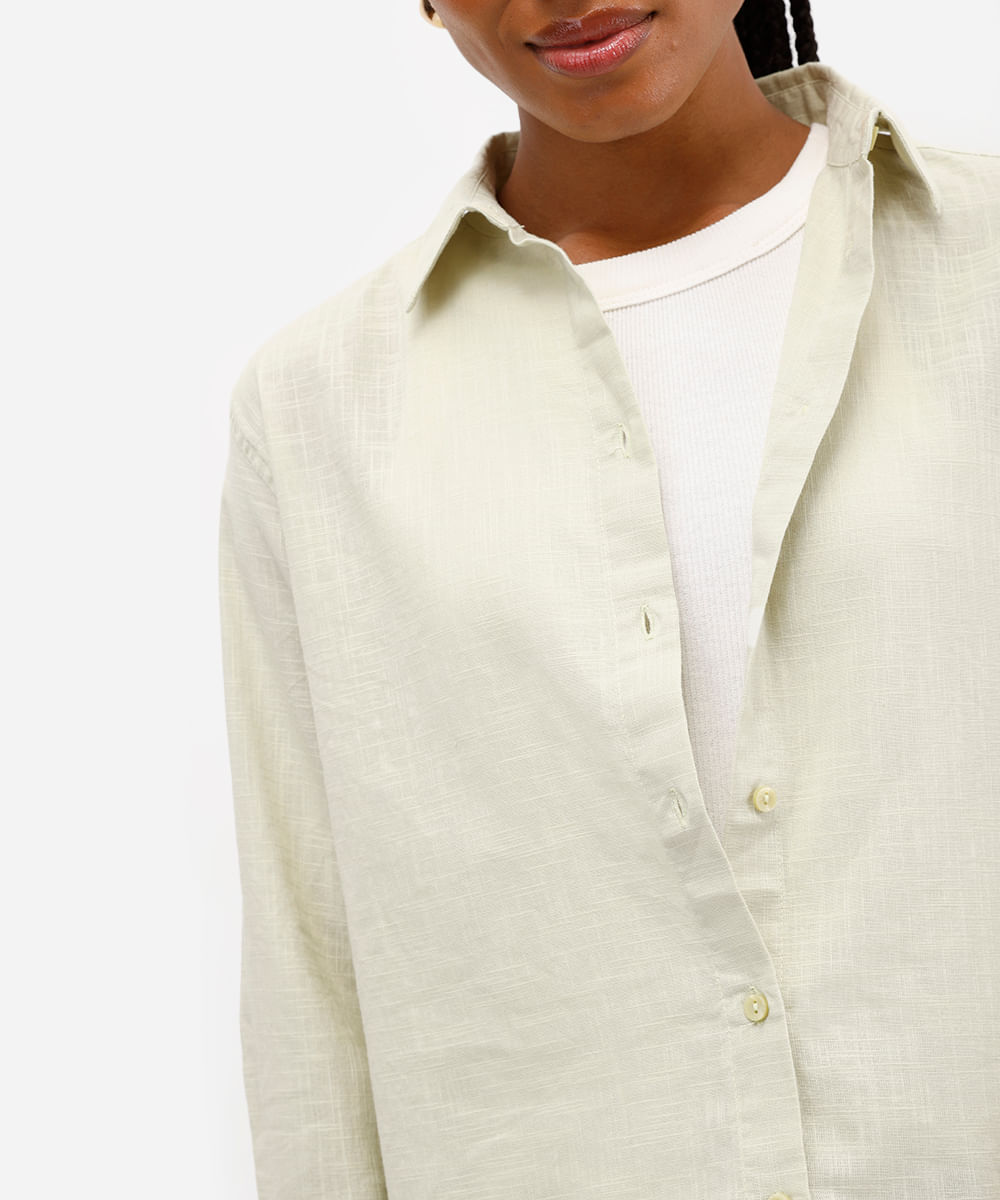 camisa feminina de algodão manga longa verde