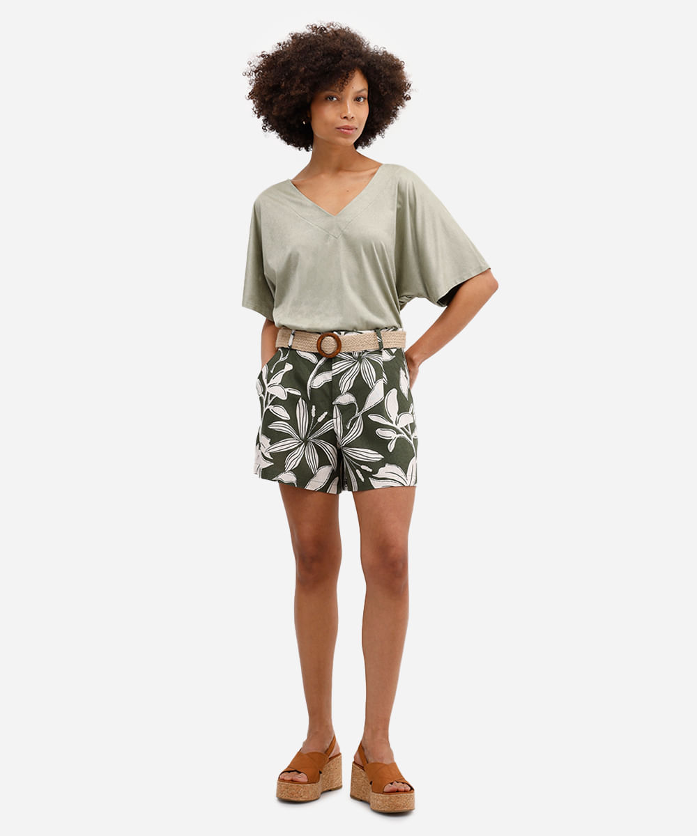 blusa feminina de suede decote v verde