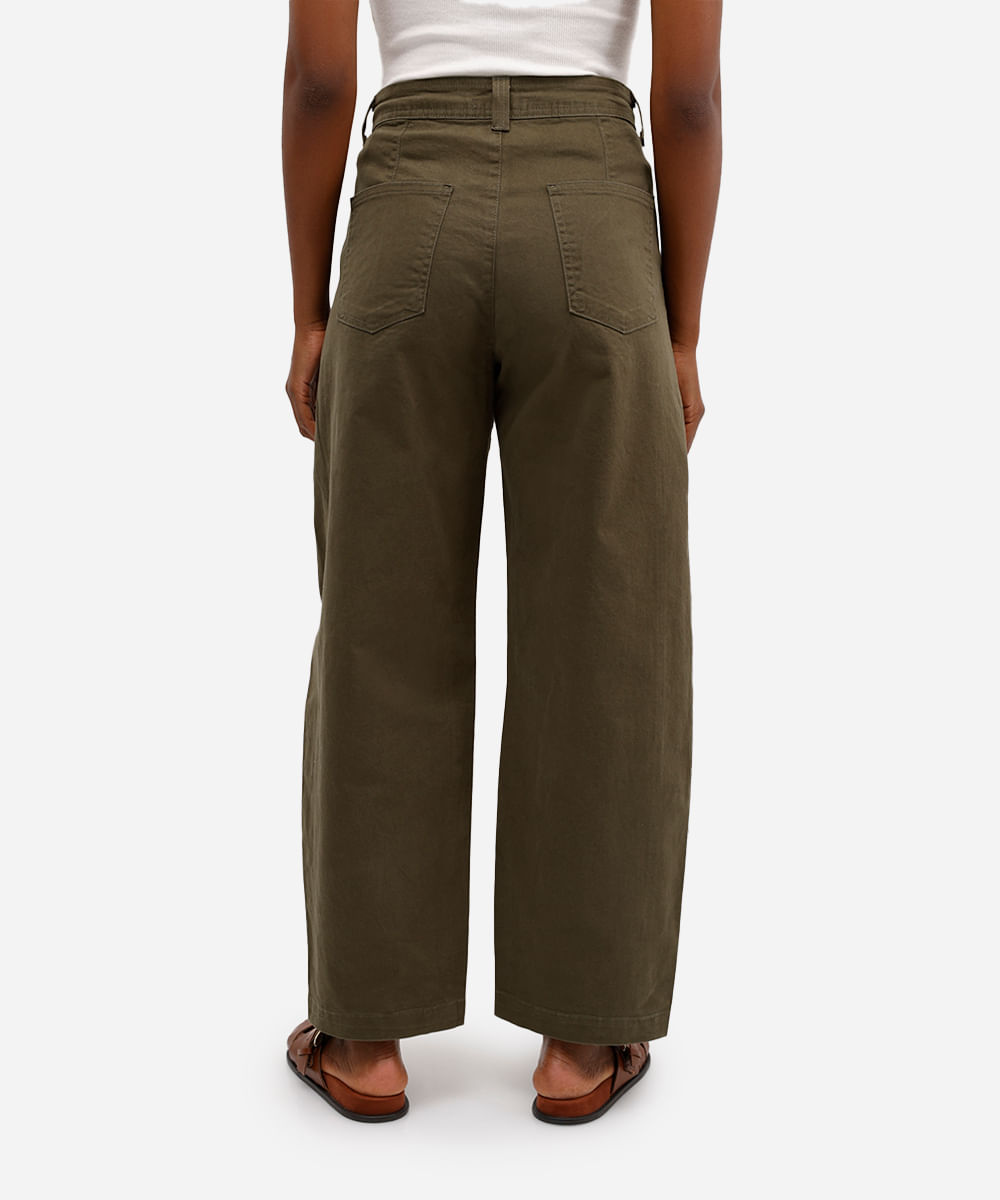calça feminina sarja balloon cintura alta verde