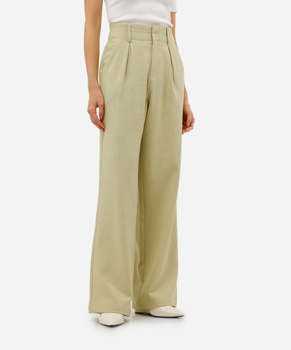 calça feminina wide alfaiataria verde