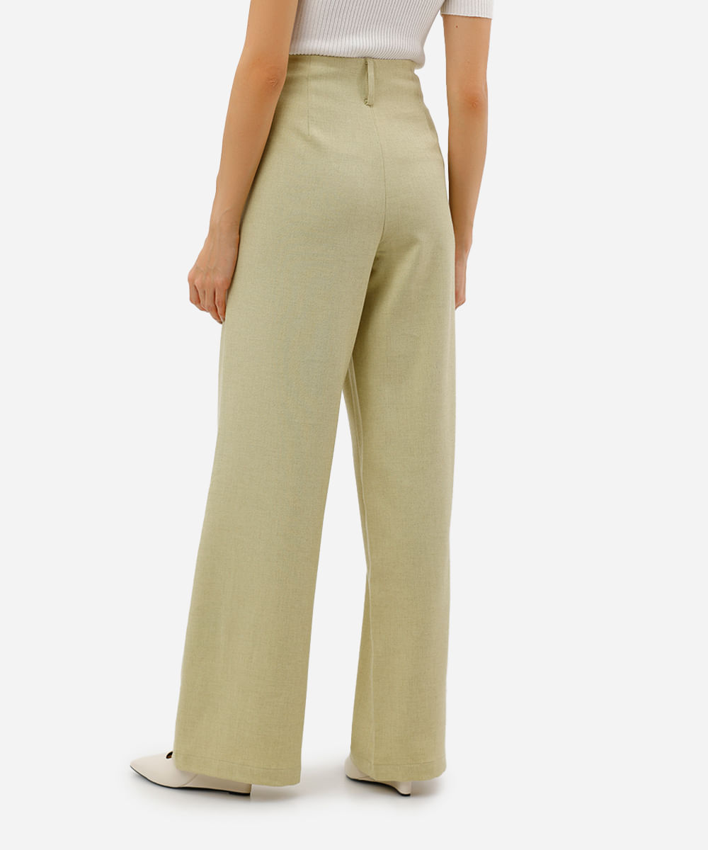 calça feminina wide alfaiataria verde