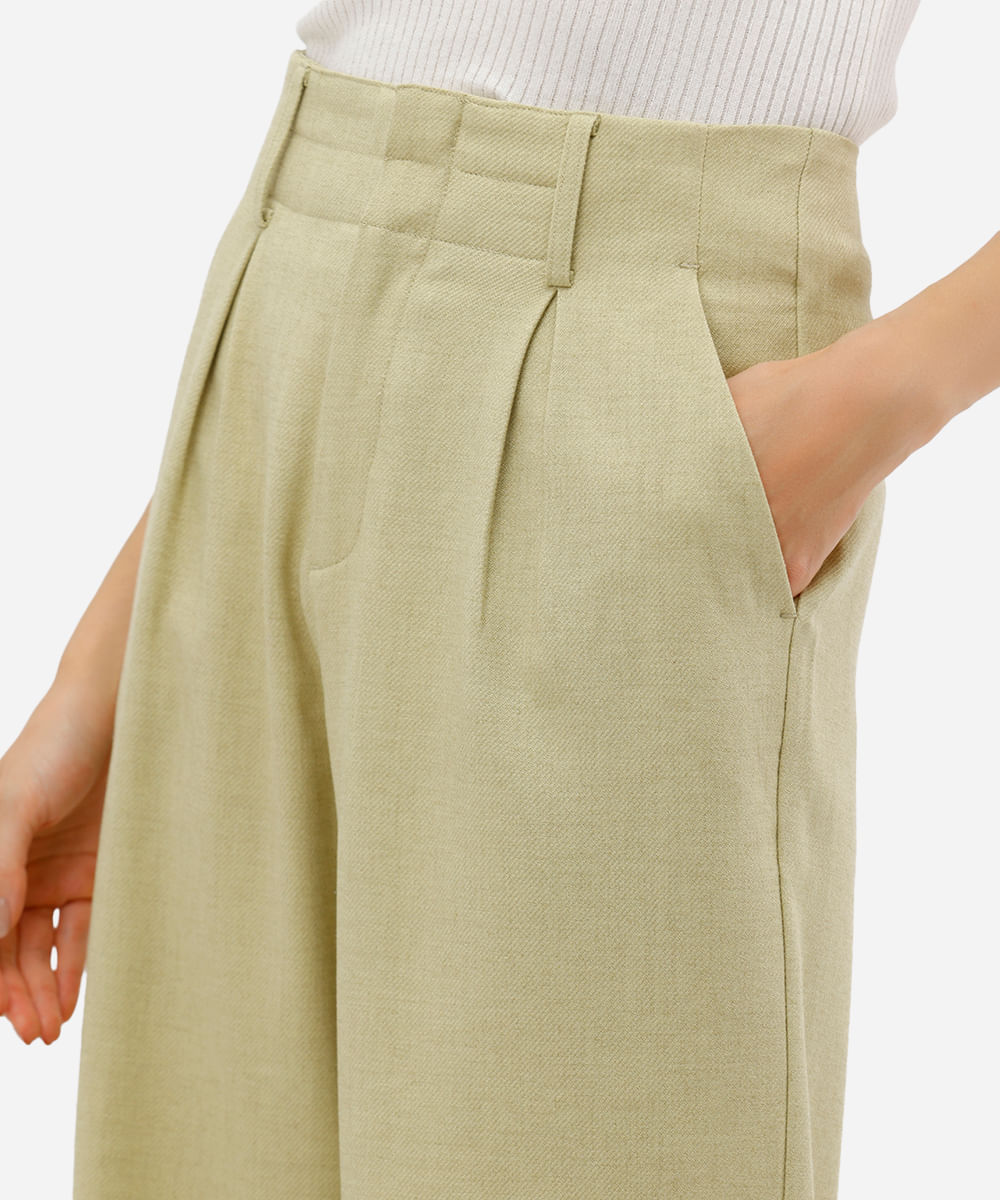 calça feminina wide alfaiataria verde