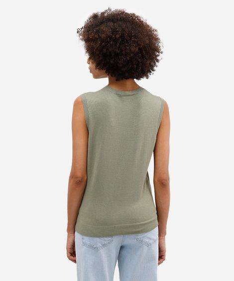 colete básico feminino de tricot verde