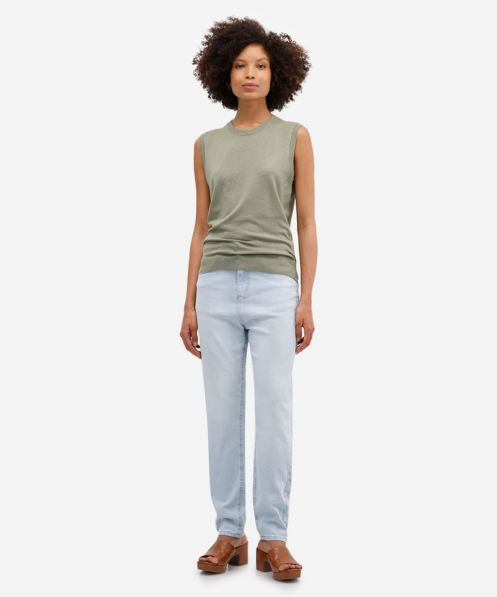 colete básico feminino de tricot verde