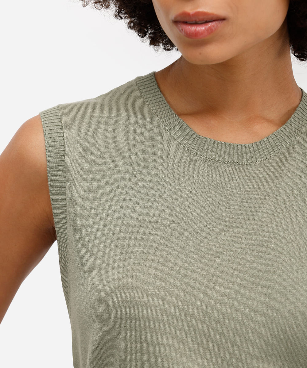 colete básico feminino de tricot verde