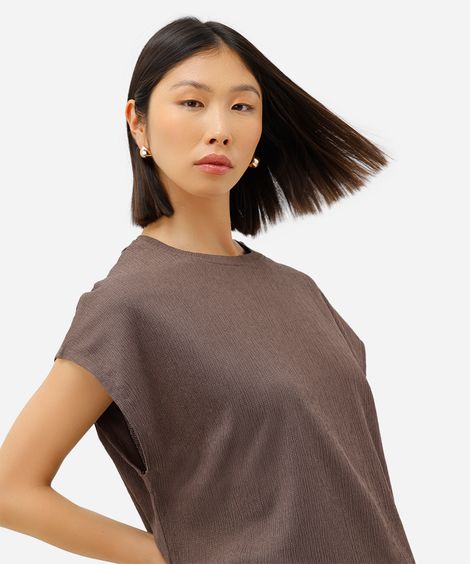 blusa muscle feminina texturizada básica cinza