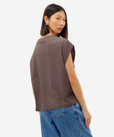 blusa muscle feminina texturizada básica cinza