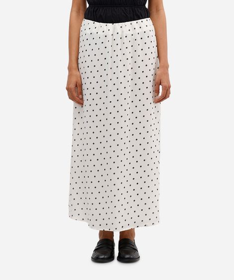 saia feminina midi poá off white