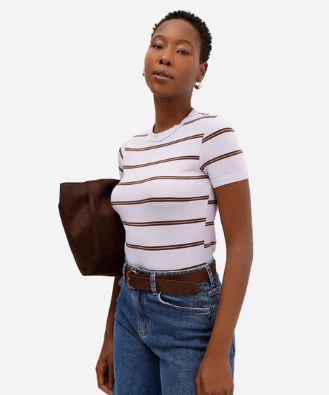 camiseta feminina baby look esportiva listrada lilás