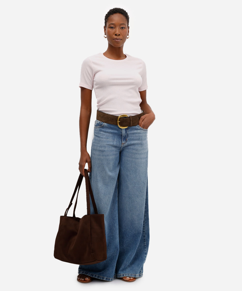 blusa básica feminina baby look texturizada rosa