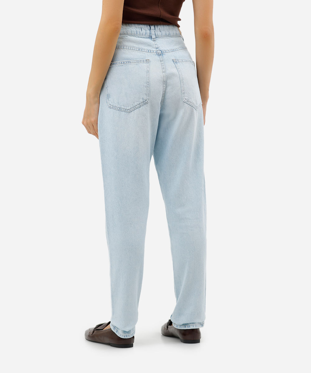 calça mom feminina jeans cintura alta azul