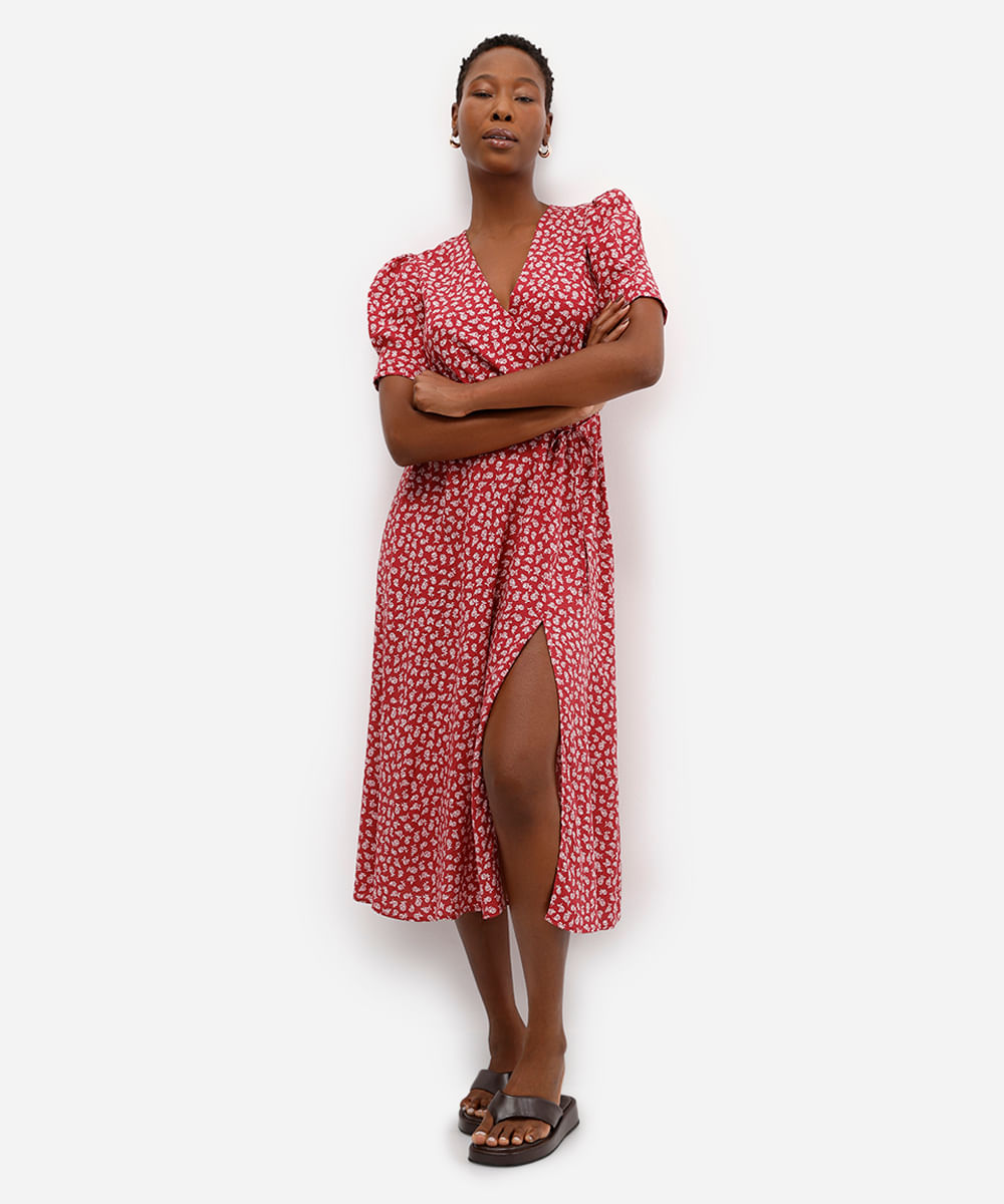 vestido feminino floral vermelho