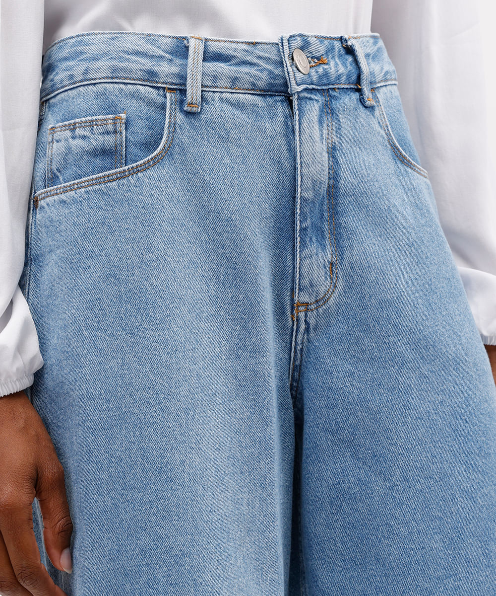 bermuda feminina jeans cintura alta azul