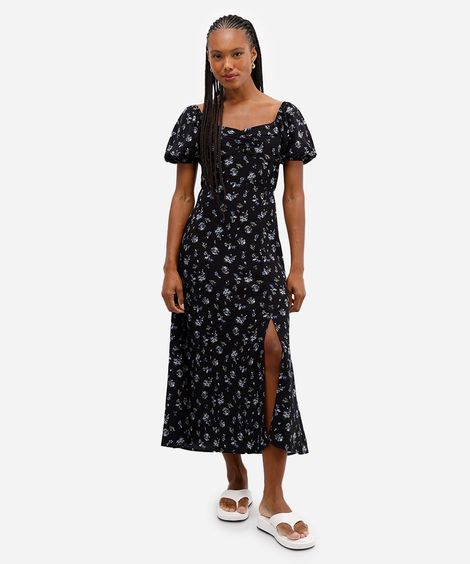 vestido feminino jeanne estampado preto