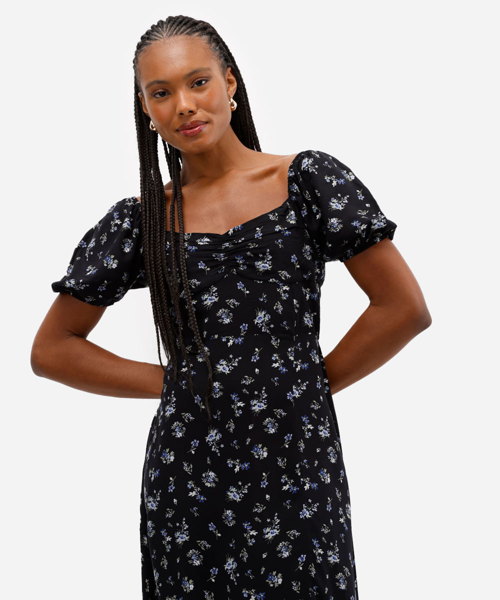 vestido feminino jeanne estampado preto