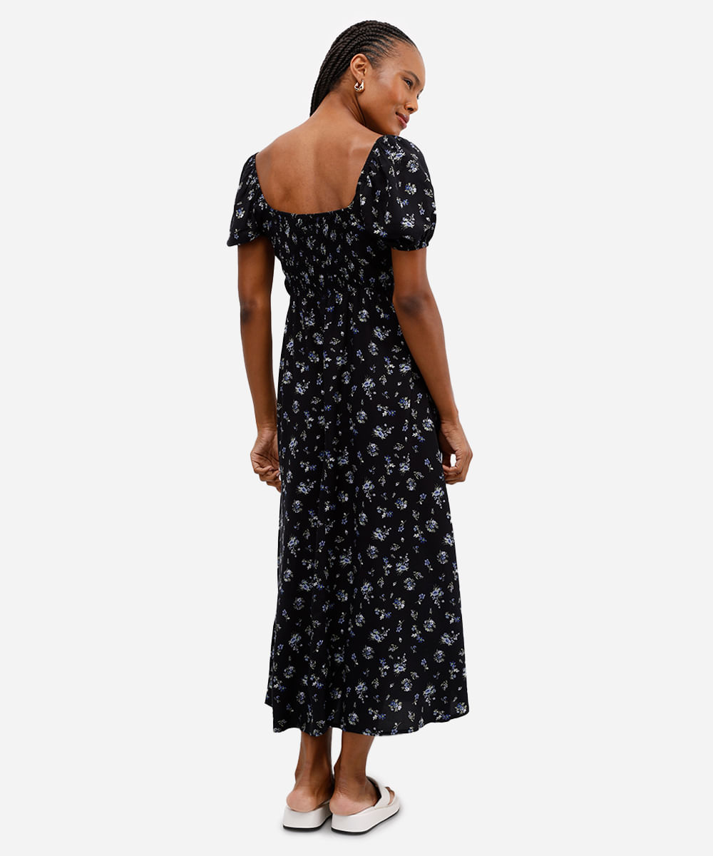 vestido feminino jeanne estampado preto