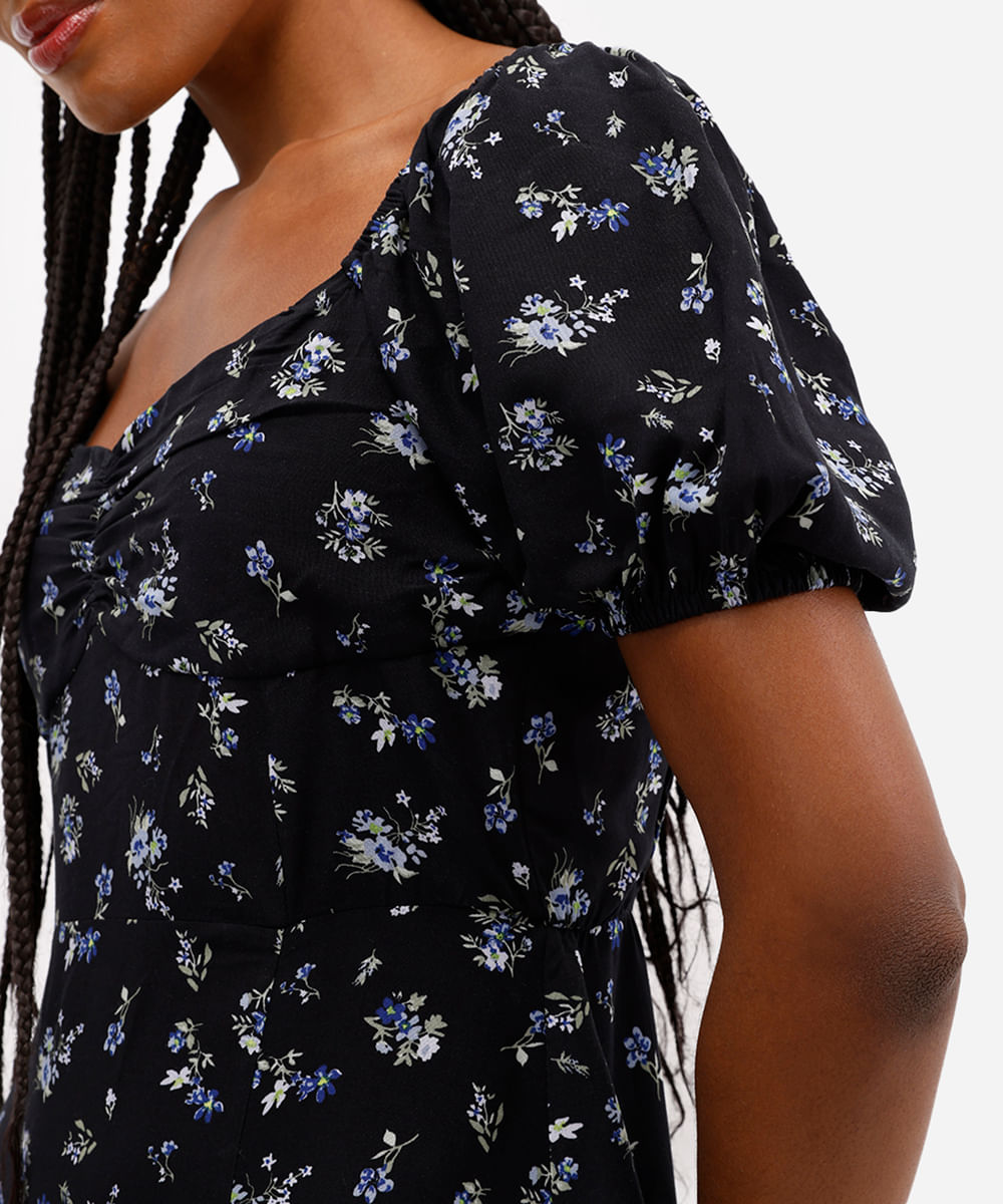 vestido feminino jeanne estampado preto