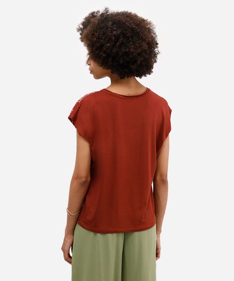 blusa feminina com viscose floral marrom
