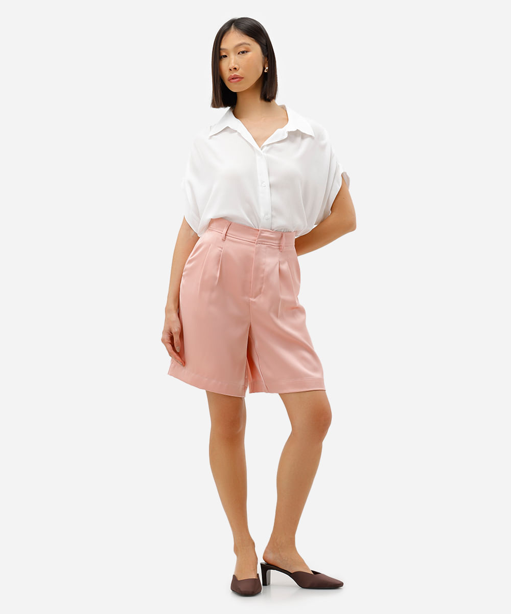 camisa feminina de viscose manga curta texturizada off white