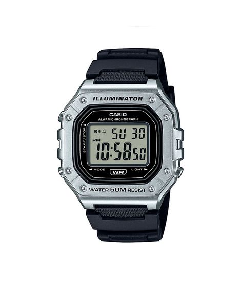 relógio masculino casio digital  w 218hm 7avdf prateado