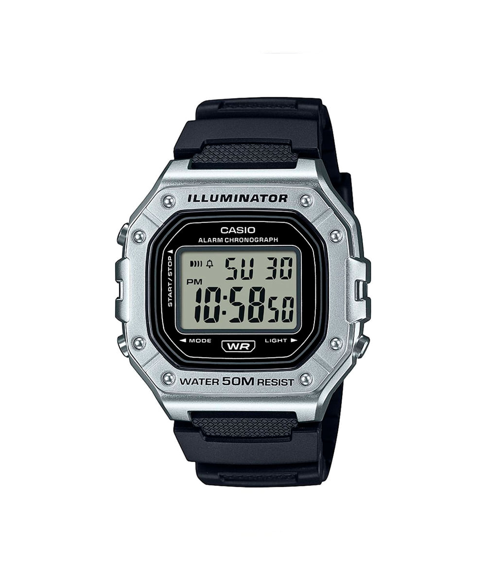 relógio masculino casio digital  w 218hm 7avdf prateado
