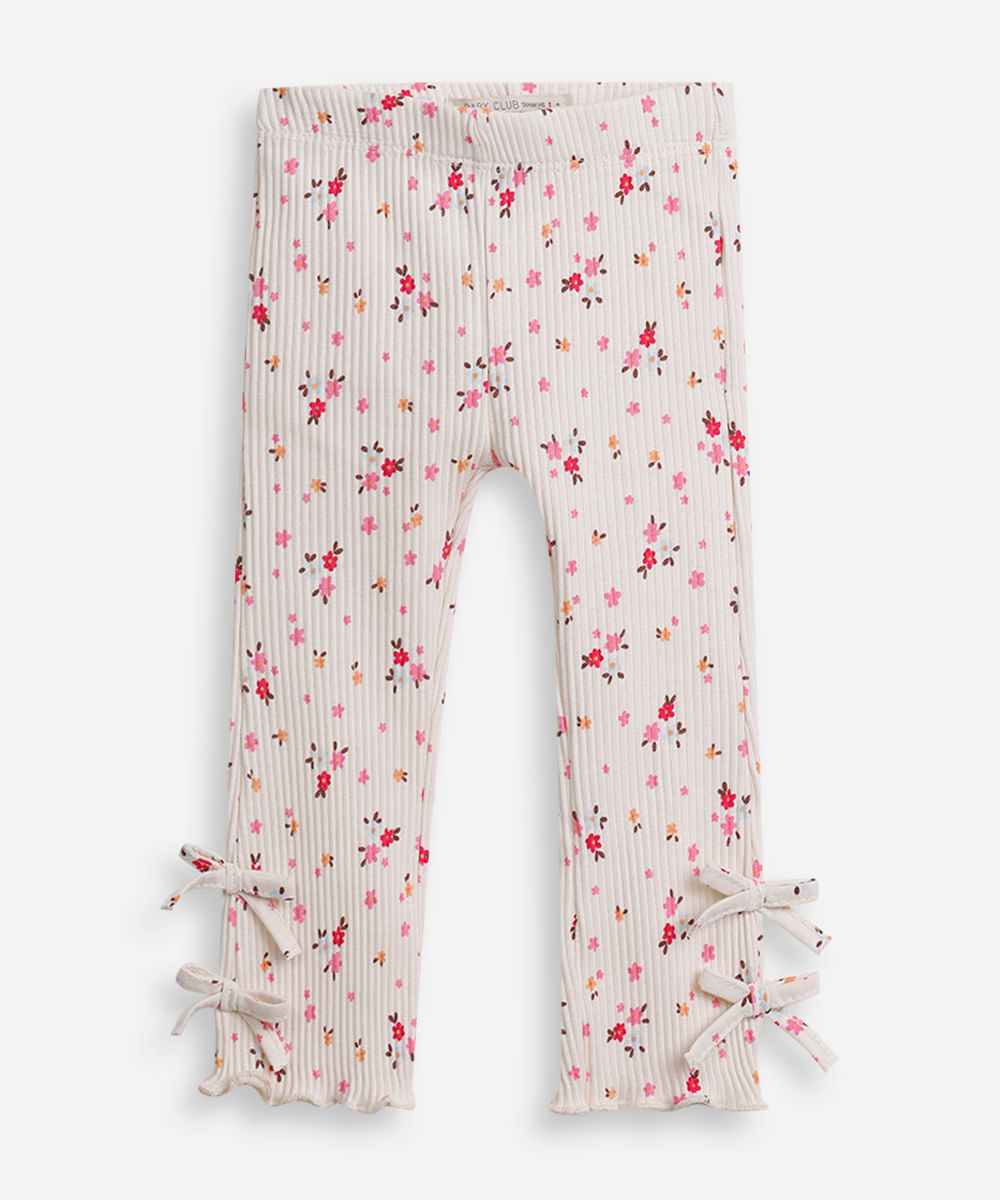 calça infantil flare estampada com laços colorido