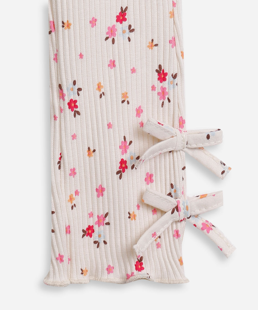 calça infantil flare estampada com laços colorido