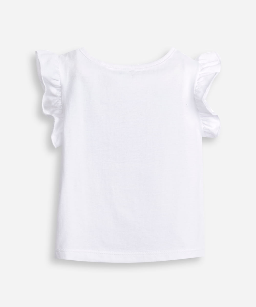 blusa infantil de algodão minnie com paetê off white