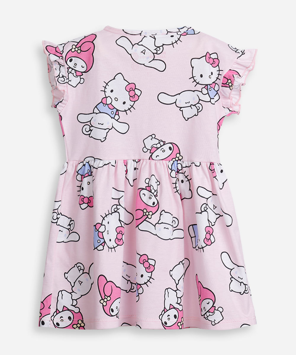 vestido infantil de algodão cinnamoroll hello kitty rosa